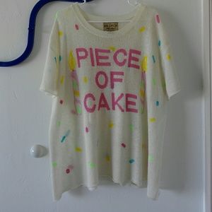 Short sleeved oversize knit sweater